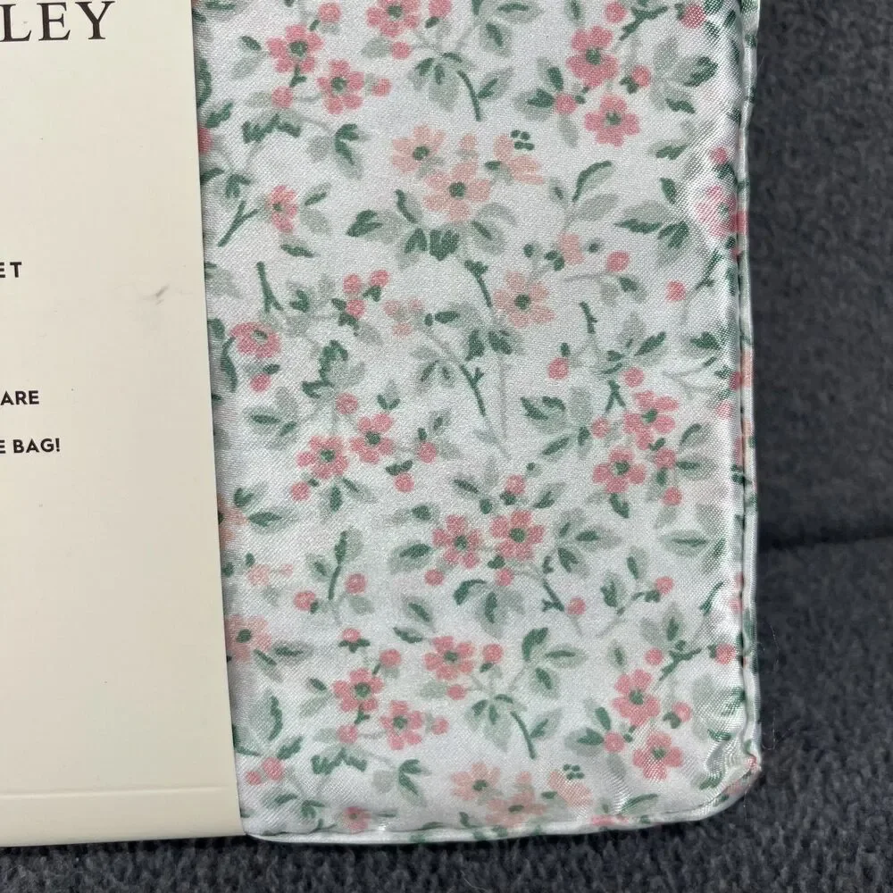 Laura Ashley Satin Sheet Set XL Twin Pink‎ Green Floral Tierney cottage country